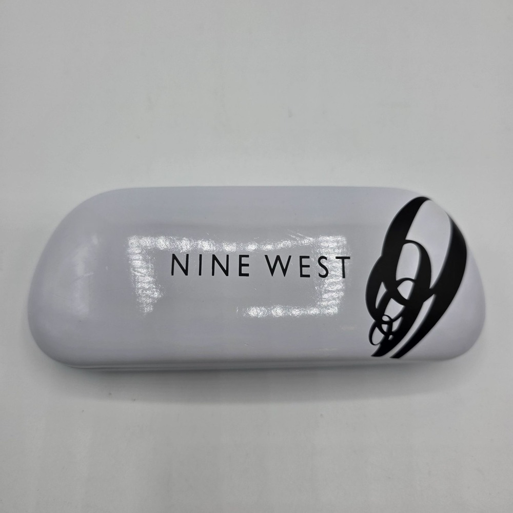 NINE WEST Hard Shell Eyeglasses Case Logo Pattern White Black Designer Classic